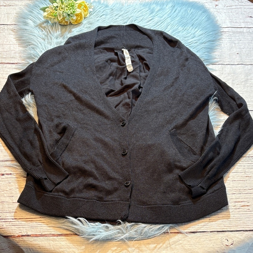 Lululemon Cardi in The Front Charcoal Cardigan Sweater Sz 6
